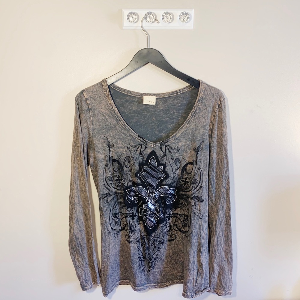 Daytrip long sleeve faded green tee, size L